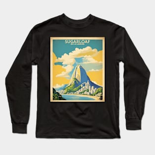 Sugar Loaf Rio de Janeiro Brazil Vintage Tourism Travel Poster Long Sleeve T-Shirt